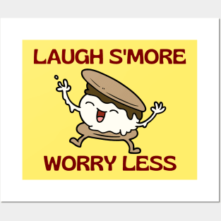 Laugh s’more worry less | Cute Smore Pun Posters and Art